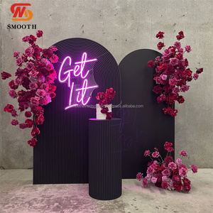 ฉากหลังผนังอะคริลิคสีดำสำหรับตกแต่งเวทีงานแต่งงานสีดำเรียบไม่เหมือนใคร - Product Image 1