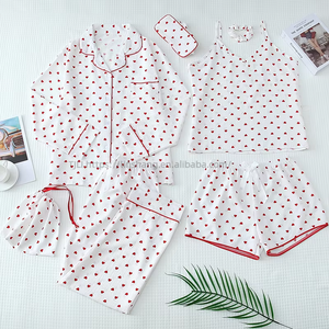 Women's 7-Piece Loungewear Set Striped Print Pajamas Button-<b>Down</b> Top + Cami + <b>Pants</b> + Shorts Accessories Sleepwear Fashion - Product Image 4