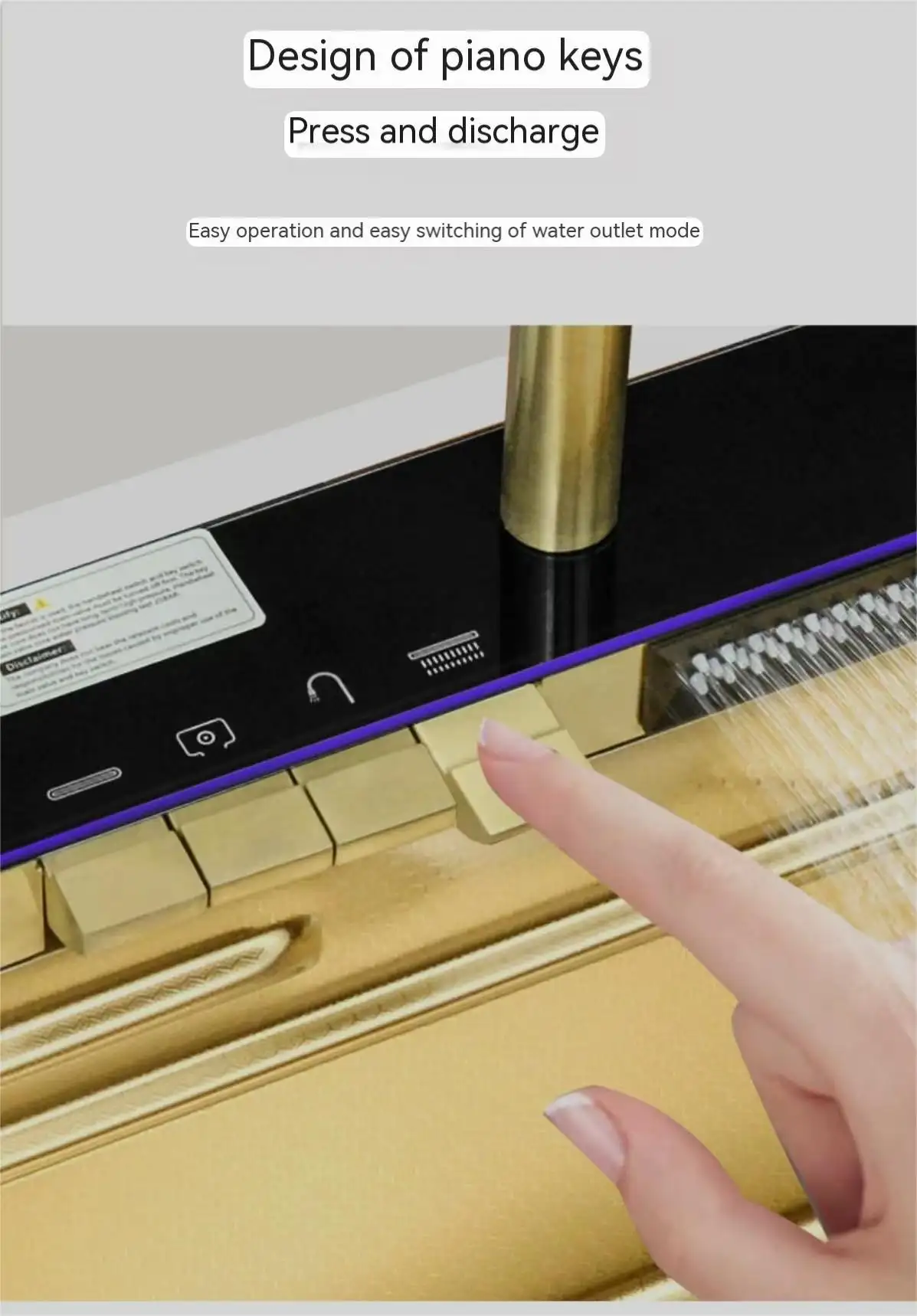 Golden Nano Whale Piano Digital Display Multifunctional Kitchen Dishwashing Waterfall 304 Sink