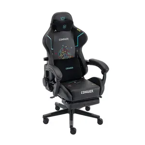 럭셔리 새로운 디자인 안락 의자 PC 레이싱 게임 의자 발판이있는 게임 사무실 의자
