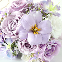 Bouquets de Mariage Modernes 11 Pouces Nouvelle Collection Bourgogne Bleu Poussiéreux pour Demoiselles d'Honneur Blanc Rose Fleur Artificielle Bouquet Floral