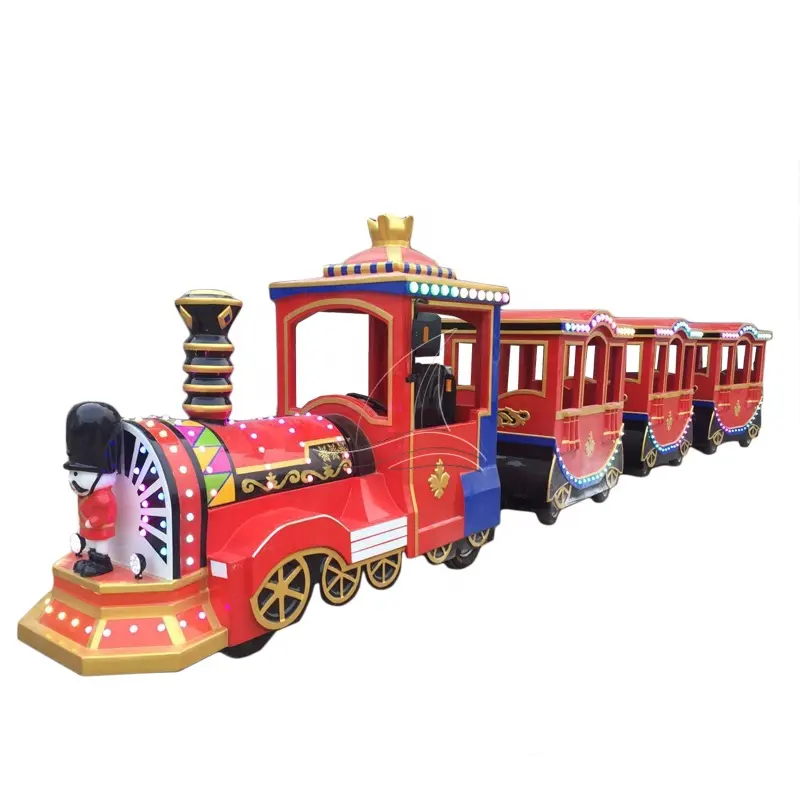 Classic Red Electric Trackless Train Popular Tourist Train for Children Powered by Battery Made of Durable Fiberglass