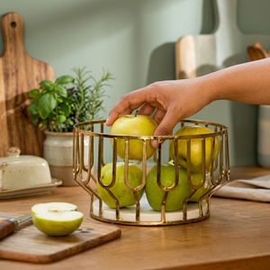 Corbeille à fruits ronde moderne 21x14x8cm – Conteneur de rangement de cuisine durable pour aliments, conception soudée à un seul niveau - Product Image 5