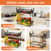 Panier de rangement multifonctionnel haut de gamme à 2 niveaux en fil métallique pour légumes et fruits, idéal pour la cuisine