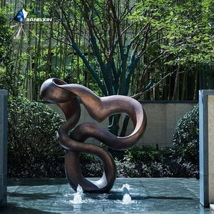 Escultura Irregular personalizada-Escultura de <span class=keywords><strong>piscina</strong></span> de acero inoxidable con espejo con anillos entrelazados (característica de agua urbana moderna) - Product Image 2