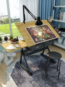 Mesa de Dibujo Infantil de Madera Maciza Estilo Americano con Altura Ajustable; Caballete de Arte; Mesa de Dibujo; Estación de <span class=keywords><strong>Trabajo</strong></span> para Diseñadores; Soporte para Pintura - Product Image 4