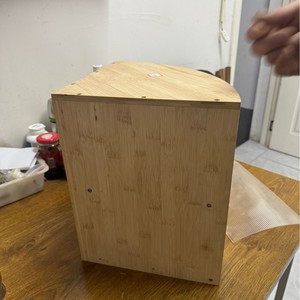 <b>Bamboo</b> Bread Box With Acrylic Door Triangular Arc Shape Kitchen Storage Freshness Preservation Food <b>Container</b> - Product Image 2