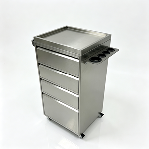 Carrito de Peluquería Moderno de Acero Inoxidable Resistente con 4 Cajones, Carro para Herramientas con Ruedas y Portavasos para Salón de Belleza - Product Image 3