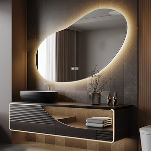 Modern Minimalist Solid Wood Vanity <strong>Cabinet</strong> with Smart Defog Mirror and Countertop for Apartment Use, <strong>Bathroom</strong> <strong>Sink</strong> - Product Image 2