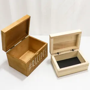 Üretici tedarikçi ahşap hediye saklama kutusu kare ahşap kutular ambalaj kutusu için menteşeli kapaklı