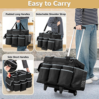 Chariot de nettoyage avec chariot amovible et bandoulière, sac de rangement pour produits de nettoyage avec poignées, organisateur roulant pour l'entretien ménager