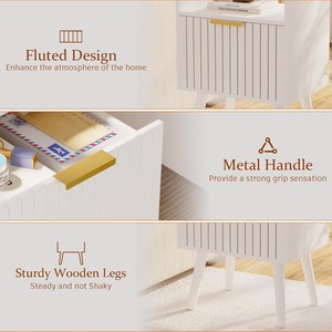 <span class=keywords><strong>Table</strong></span> <span class=keywords><strong>de</strong></span> <span class=keywords><strong>chevet</strong></span> en bois <span class=keywords><strong>blanc</strong></span> <span class=keywords><strong>de</strong></span> luxe à 2 niveaux, design cannelé, sur mesure, pour chambre à coucher, bureau ou petits espaces - Product Image 3