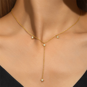 Magnifique collier double rang de perles avec croix et long pompon en argent 925 pour fille - Product Image 3