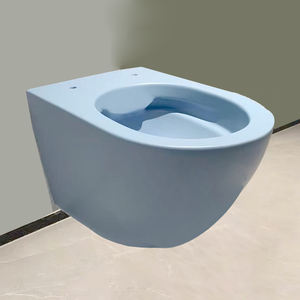 WC suspendu moderne bleu ciel avec réservoir intégré, fonction WC, pour la maison - Product Image 4