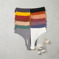 Culottes Femme Ultra-Fines en Soie Glacée Premium, Taille Basse, Sans Coutures, Antibactériennes, Bord Ondulé Découpé au Laser, Sexy, Pour Usage Quotidien
