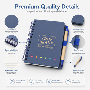 Quaderno a Spirale Personalizzato A5 <span class=keywords><strong>A4</strong></span> B5 A6 con Logo del Tuo Brand, Portapenna, per Ufficio, Scuola, Regalo, OEM - Product Image 3