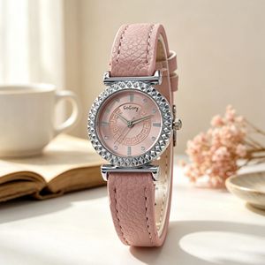 Elegante Reloj de Cuarzo Vintage para Mujer de Oficina, con Esfera Redonda con Patrón Griego, Bisel Dorado y Correa de Cuero, para Uso Diario, Casual y de Negocios - Product Image 5