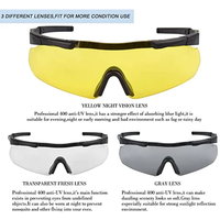 Lunettes tactiques résistantes aux chocs avec 3 lentilles interchangeables, sports de plein air, cyclisme, moto, lunettes de tir unisexes