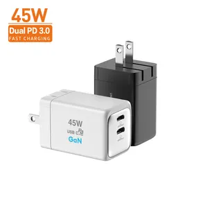 Mobile Phone Usb C Pd Qc3.0 Fast Charger 45w Dual USBC Type-c Fast Cell Phone Chargers Chargeur Telephone Portable For IPhone 14