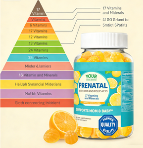 Gummies de vitamines prénatales OEM avec fer et <span class=keywords><strong>acide</strong></span> <span class=keywords><strong>folique</strong></span>, 60 unités, saveur citron, complément alimentaire pour femmes - Product Image 3
