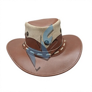 Chapeau de cowboy en cuir Nabtay Sports, imprimé par sublimation, marron, unisexe, décontracté, adulte, 56-58CM, pour extérieur, printemps-automne, avec perles décoratives - Product Image 3