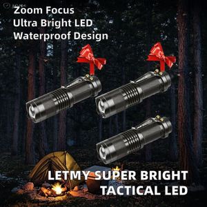 LETMY ไฟฉาย LED แบบยุทธวิธีซุปเปอร์ไบรท์ มินิ ซูมได้ 3 โหมดกันน้ำอลูมิเนียมคลิปหนีบเข็มขัดที่ดีที่สุด EDC ของขวัญเดินป่าตั้งแคมป์ - Product Image 2