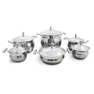 गर्म बेच 12PCS स्टेनलेस स्टील cookware सेट स्टेनलेस स्टील रसोई के उपयोग के लिए ढक्कन के साथ पुलाव