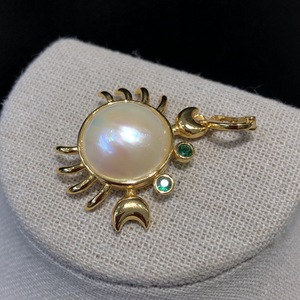 Colgante de Perla Mabe Blanca Mabei World Starry Sky de 15.5mm, Plata 925, Chapado en Oro de 18K, Estilo Bohemia, Unisex, para Uso Diario - Product Image 1