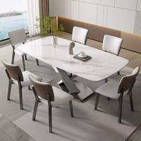 Ensemble de salle à manger moderne de luxe en pierre frittée et marbre, directement de l'usine, table et chaises pour 6 à 8 personnes, idéal pour la salle à manger