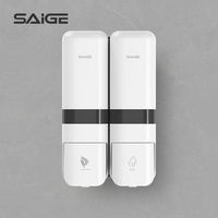 Distributeur de savon mural double en mousse pour toilettes et salles de bain, rechargeable, en ABS, compatible avec les liquides pour hôtels et bébés