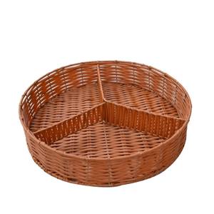 سلة تخزين من الروطان الصديق للبيئة بثلاثة أقسام ومقابض للسوبر ماركت والمطبخ لحفظ الفواكه والخبز - Product Image 5