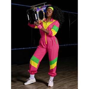 Mono de Mujer Estilo Años 80 y 90, Chaqueta Cortavientos de Manga Larga, Traje Deportivo de una Pieza, Poliéster de Peso Medio, Atuendo para Fiesta - Product Image 2