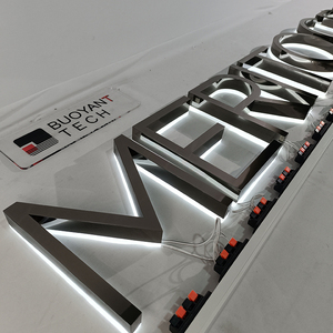 Lettres de signalisation rétroéclairées en métal poli brossé, lettres en relief 3D éclairées par LED, enseignes commerciales, signalisation extérieure - Product Image 5