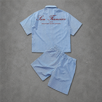 Ensemble deux pièces homme personnalisé, chemise à manches courtes tricotée rayée imprimée et short, 100% coton respirant, formel, hiver, fabrication usine