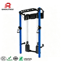 Rack de Squat Commercial Mural Pliable pour la Maison et la Salle de Sport avec Double Pile de Poids de 70 kg et Machine à Crossover par Câble