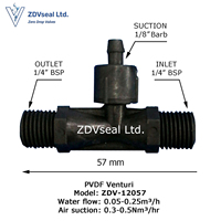 Boquilla Venturi de Ozono ZDVseal DN25 con Rosca BSP de 32 mm, Inyector Venturi de PVDF de 1 Pulgada para Bomba Dosificadora de Productos Químicos, Resistente a la Corrosión