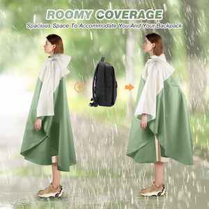 SOPPY Women's Long Hiking Rain for XL Polyester <strong>Waterproof</strong> Windproof Fashion Style Flap Pocket Hood Drawstring - Product Image 6
