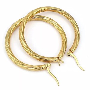 Pendientes de Aro en Color Oro y Acero, 20mm 25mm 30mm, Diseño de Alambre Trenzado, Joyería de Moda para Mujer, Regalo para Ocasiones Especiales - Product Image 5