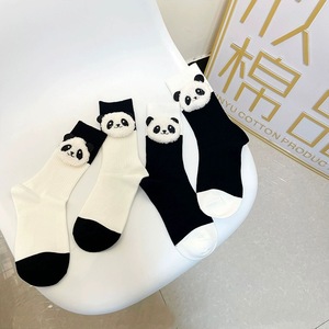 Kt246 OEM Tùy Chỉnh Thiết Kế Siêu Dễ Thương Phim Hoạt Hình Panda Crew Cotton Vớ Màu Đen Trắng Màu Mềm Mại Thoải Mái Dân Tộc Vớ Nữ - Product Image 4
