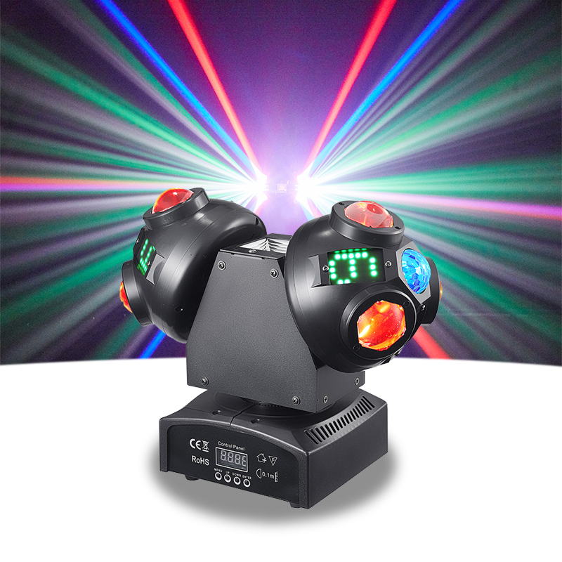QSE LED RGB 100W Illusion Color Double Ball Beam Dance Floor Lighting DMX512/Sound-Activated Control CRI 90 IP20 for Parties