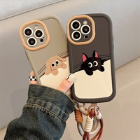 Coques Compatibles Mignonnes et Dessin Animé pour iPhone 15 Plus et iPhone 16 Pro Max, Étuis Soufflés en TPU avec Placage Électrolytique, Accessoires de Téléphone Mobile