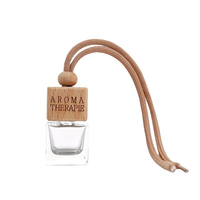 Diffuseur de parfum miniature à suspendre en forme unique pour voiture, flacon rechargeable en verre vide avec couvercle en bois