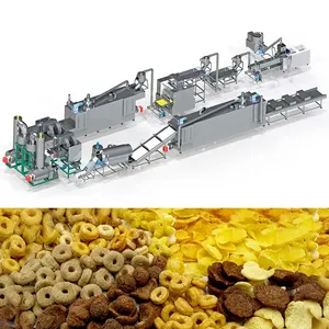 Industrial 150-200 kg/h breakfast cereal processing machine Kelloggs corn flakes equipment maker