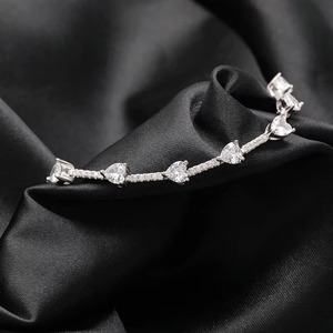 สร้อยข้อมือเสน่ห์คลาสสิกเครื่องประดับ925เงินสเตอร์ลิงสร้อยข้อมือเทนนิสเพทายหัวใจ - Product Image 4