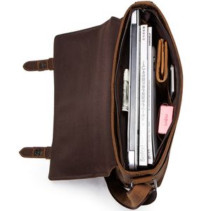 Serviette en cuir véritable pour hommes, mallette de luxe en cuir de cheval fou, cartable pour ordinateur portable, sac souple de 12 pouces, livraison directe - Product Image 4