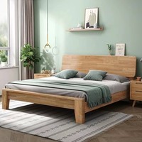 Lit surélevé Lanyu Furniture TB-107 en bois de caoutchouc massif, style nordique minimaliste moderne, hauteur réglable, pliable, 1,5 m/1,8 m