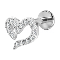 Freya 316L Stainless Steel Zircon Piercing Earrings Tragus Helix Lobe Devil Flat Back Ear Nose Stud Labret Body Piercing Jewelry