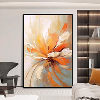 Tableau mural floral original Mintura, 100 % fait main, moderne, abstrait, orange, impression numérique acrylique sur toile, pour salon