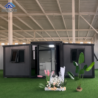Maison Modulaire Portable à Double Aile et Mur en Verre de 20, 30 ou 40 Pieds, Vente Directe Usine, pour Hôtel de Vacances, Bureau, Maison Conteneur Extensible Personnalisée