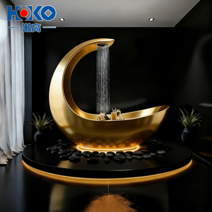 HOKO роскошная белая лунообразная акриловая отдельно стоящая ванночка, Современная сушилка, легко очищенная поверхность для замачивания вилл, в комплекте - Product Image 2